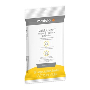 image:imageMedela Quick Clean Wipes for OnTheGo Cleaning of Breast Pumps Accessories and Various Surfaces Resealable PlantBased 3 Packs of 30 90 Count30 Count